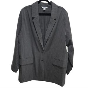 NWT Women's Blazer Gray Pinstripe Suit Jacket Office Plus Size 3X Classic NEW